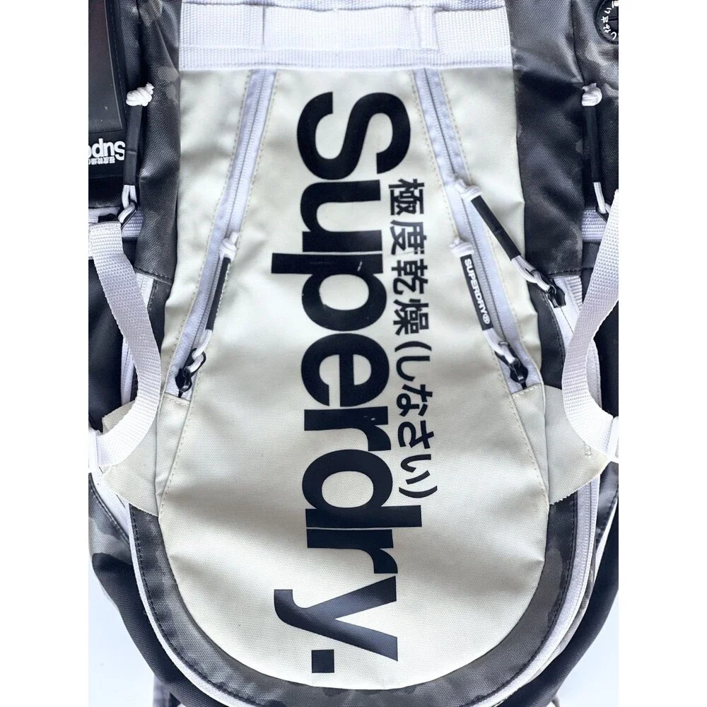 Superdry Men’s Mono Tarp Backpack Black White Durable Stylish Urban Travel Bag